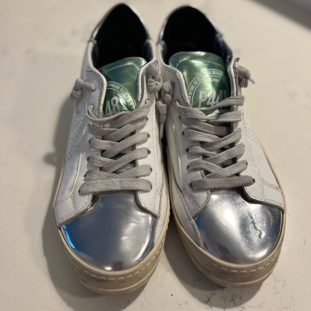 P448 X  You Can Surf Later low top sneaker white with silver toe size 41